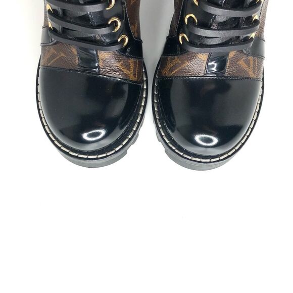 Louis Vuitton Star Trail Monogram LV Logo Leather Platform Lace Up Booties 36 - Picture 7 of 11